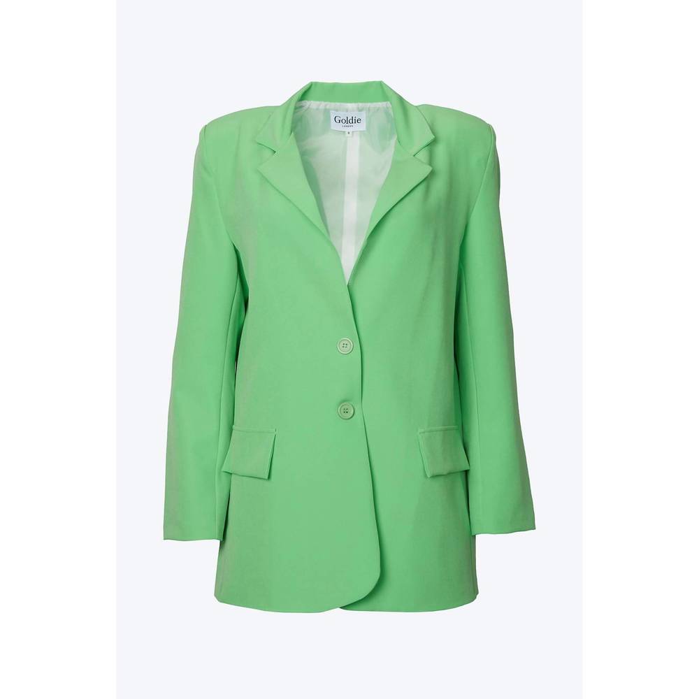 NEW GOLDIE LONDON oversized single-breasted twill crepe blazer in lime green